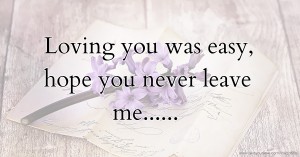 Loving you was easy, hope you never leave me......